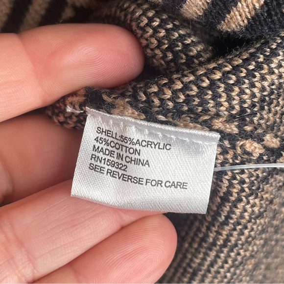 Evereve Chevron Herringbone Knit Blazer Preppy Office Career Black/Brown M - Picture 13 of 14